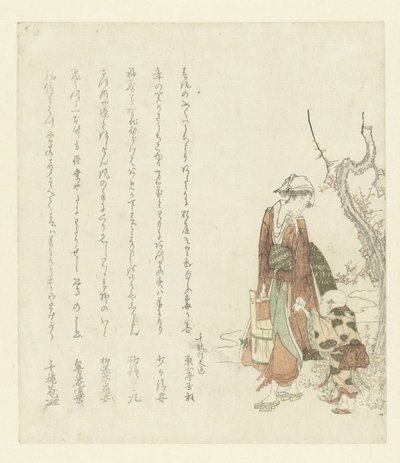 Vrouw die een emmer draagt door Ryuryukyo Shinsai