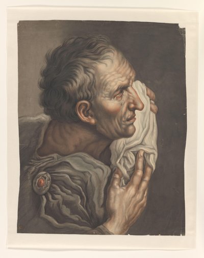 Huilende man met doek, naar rechts door S.A. van der Heim