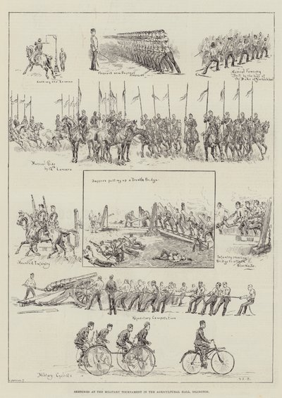 Schetsen op het militaire toernooi in de Agricultural Hall, Islington door S.T. Dadd