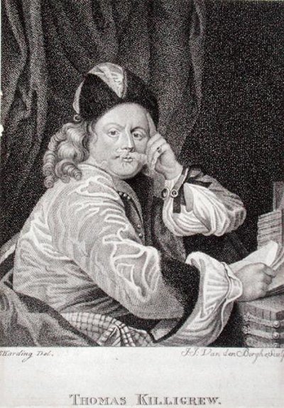 Thomas Killigrew (1612-83), gegraveerd door J.J. Van den Bergh door S. (after) Harding