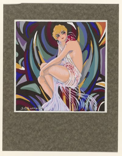 Moderne vrouwen, 1926: Zittende vrouw, met draperie door S Chompré