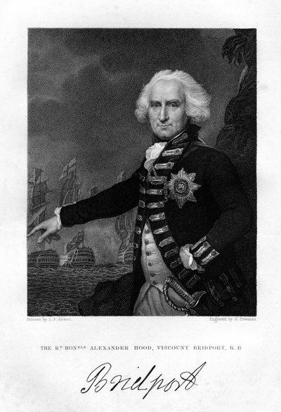 Admiraal Alexander Hood 1726-1814, 1e Burggraaf Bridport, 1837 door S. Freeman