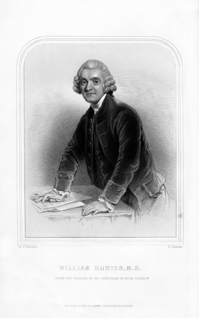 Dr. William Hunter, Schotse anatoom en verloskundige, 1870 door S. Freeman