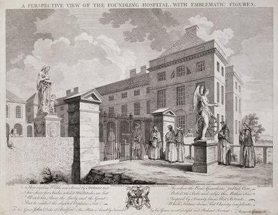 Een Perspectief van het Weeshuis met Emblematische Figuren, 1749 door S. Vale