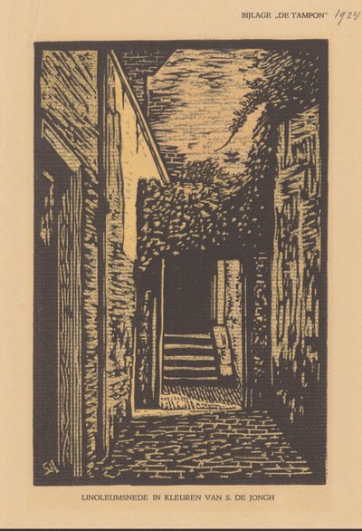Steeg met poort door S. de Jongh