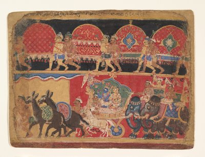 Krishna en de Kshatriya Meisjes gaan naar Dvaraka door Sa Nana