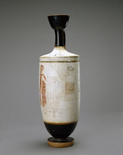 Witte grond Lekythos met jonge vrouw bij een graf door Sabouroff Painter (attr. to)