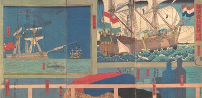 Curio Shop in Yokohama door Sadahide Utagawa