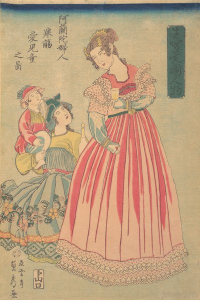 Nederlandse Vrouw en Kind, 1860 door Sadahide Utagawa