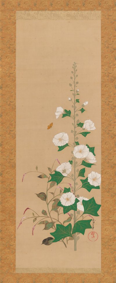Stokrozen en prinsenveer bloemen door Sakai Oho