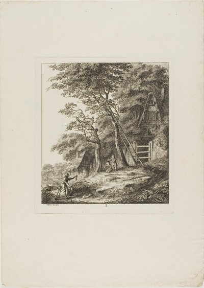 Vissers met kinderen, plaat twee uit Paysages Dédiés à M. Warelet door Salomon Gessner