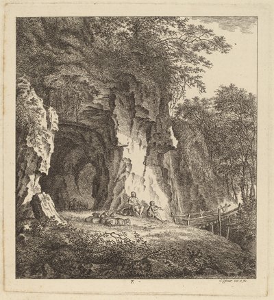 Twee herders in een rotsachtig landschap, 1764 door Salomon Gessner