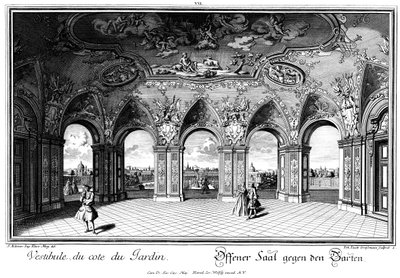 Uitzicht vanuit de Sala Terrena op de Tuin door Salomon Kleiner