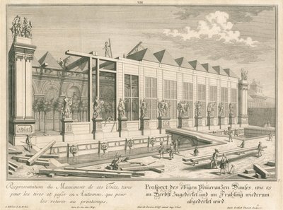 Prospectus van het bitter orange huis tijdens het afdekken voor de winter door Salomon Kleiner