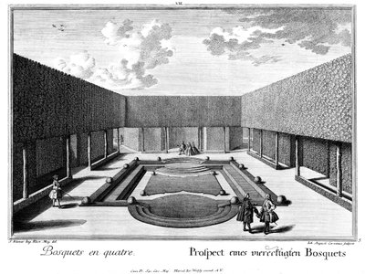 Prospect van een rechthoekig bosket door Salomon Kleiner