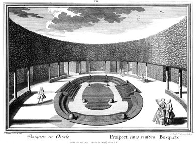Prospect van een Rond Bosket door Salomon Kleiner