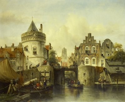 Verbeeldingsbeeld gebaseerd op de Kolksluis door Salomon Leonardus Verveer