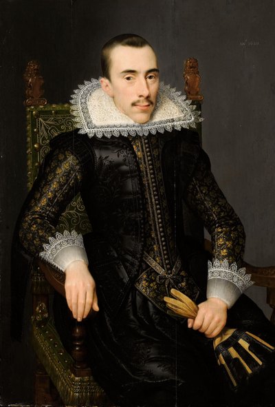 Portret van een Man, mogelijk Walterus Fourmenois (1596-1653) door Salomon Mesdach (attributed to)