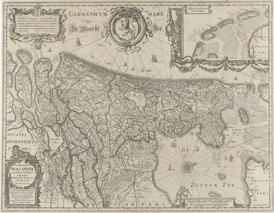 Topografische kaart van Holland door Salomon Rogiers