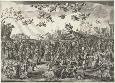 De huwelijksfuik: allegorie op het huwelijk door Salomon Savery (attributed to)