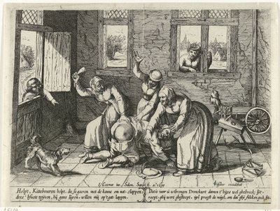 Man krijgt slaag van drie vrouwen door Salomon Savery