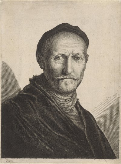 Portret van een oudere man met een baret op zijn hoofd door Salomon Savery