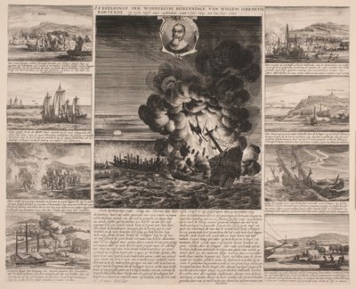 Titelpagina illustratie van de reis van Willem Isbrandtse Bontekoe naar Oost-Indië door Salomon Savery
