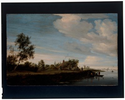 Een huis bij een rivier door Salomon van Ruisdael or Ruysdael