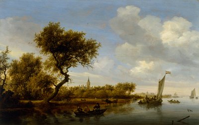 Rivierlandschap met een kerk in de verte, ca. 1655-1660 door Salomon van Ruisdael or Ruysdael