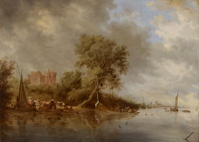 Rivierlandschap met de Ruïnes van het Kasteel van Egmond, 1641 door Salomon van Ruisdael or Ruysdael