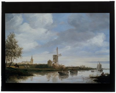 Rivierlandschap met molen door Salomon van Ruisdael or Ruysdael
