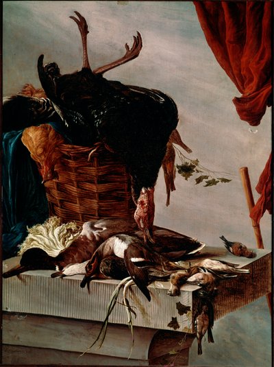 Stilleven met kalkoen door Salomon van Ruisdael or Ruysdael