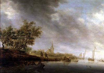 Bebost Rivierlandschap met Aken door Salomon van Ruisdael or Ruysdael