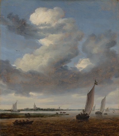 Gezicht op Beverwijk vanaf het Wijkermeer door Salomon van Ruysdael