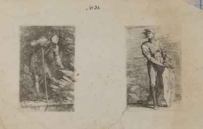 (Figurenserie) Gepantserde man kijkt in stroom door Salvator Rosa