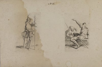(Beeldjesreeks) Man met helm en sierlijke speer/Ax door Salvator Rosa