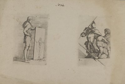 (Figurenserie) Langharige man met bord door Salvator Rosa