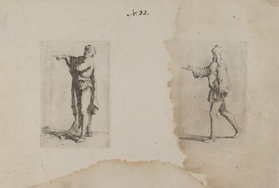 (Beeldjesreeks) Staande man, wijst naar links door Salvator Rosa