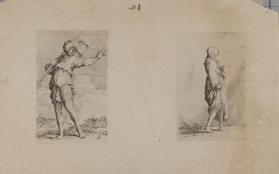 (Beeldje Serie) Staande Man met Gevederde Hoed door Salvator Rosa