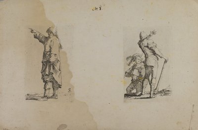 (Beeldje Serie) Staande Man met Lange Hoed, Wijzend door Salvator Rosa