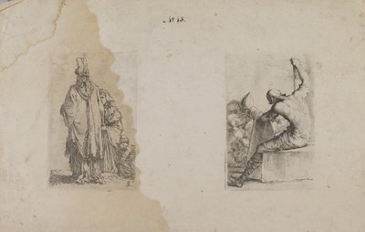 (Figurenserie) Man met tulband, op de rug gezien door Salvator Rosa