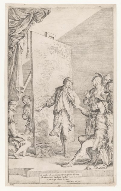 Alexander de Grote in het atelier van Apelles door Salvator Rosa