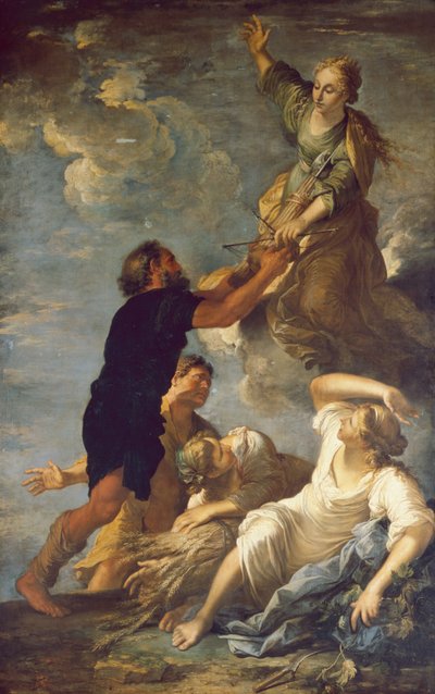 Astraea Verlaat de Aarde, c.1665 door Salvator Rosa