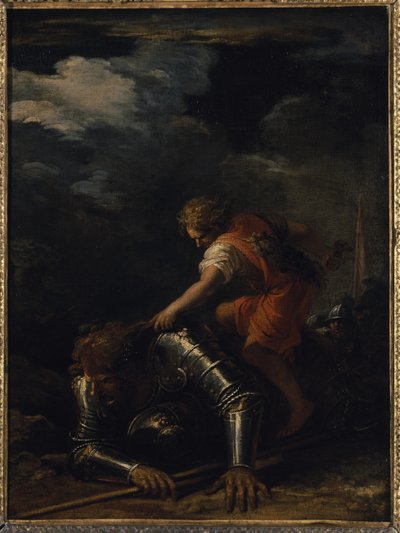 David en Goliath door Salvator Rosa