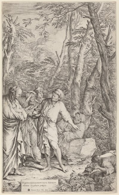 Diogenes Werpt Zijn Kom Weg door Salvator Rosa
