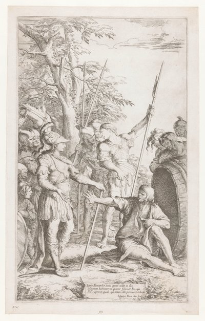 Diogenes vraagt Alexander niet in zijn licht te staan door Salvator Rosa