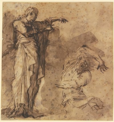 Ontwerp voor Christus die een bezetene geneest door Salvator Rosa