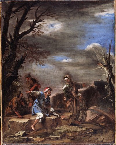 Landschap met figuren door Salvator Rosa