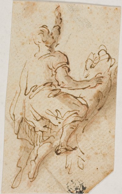 Man bestijgt leeuw door Salvator Rosa