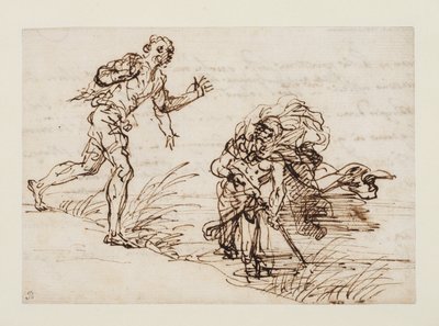 Mercurius en de Oneerlijke Houthakker (recto), c.1655-1659 door Salvator Rosa